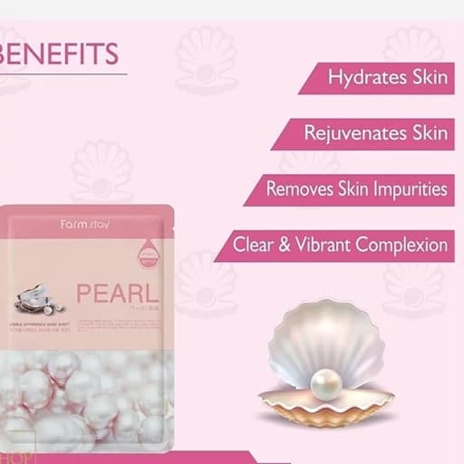 ماسک ورقه ای مروارید روشن کننده شفاف کننده پوست آبرسان خنک کننده ضدلک ضدجوش مرطوب کننده پوست جوانساز — تصویر ۳