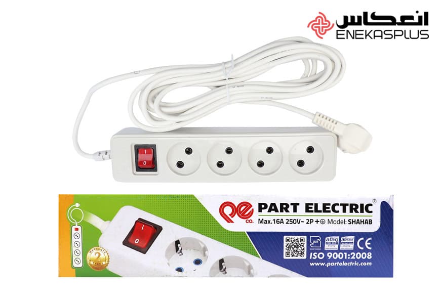 رابط ۴ خانه بدون ارت پارت مدل شهاب با کابل ۵ متر — تصویر ۲