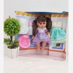 عروسک بی بی بورن جیش کن تمام گوشتی موزیکال مو کاشت با وسایل و لباس اضافه — تصویر ۲