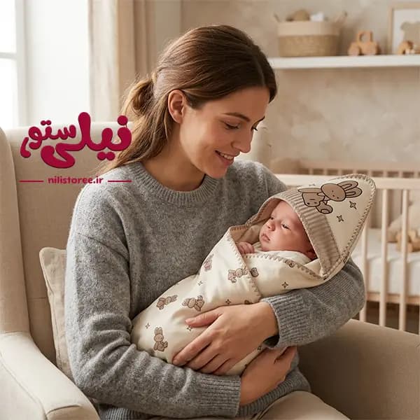 پتو مخمل کلاهدار نوزاد طرح خرگوش برند پرنسس Princess