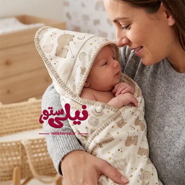 پتو مخمل کلاهدار نوزاد طرح رنگین کمان برند پرنسس Princess