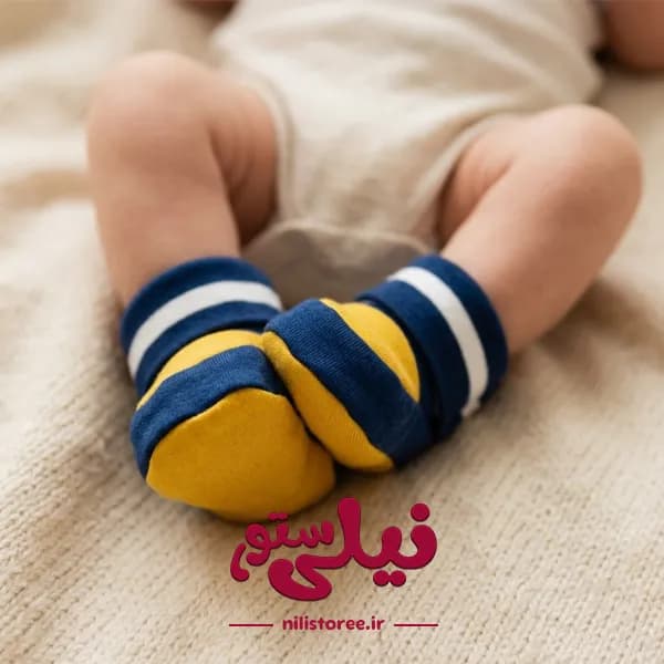 پاپوش پسرانه نوزاد طرح فرندز نیلی