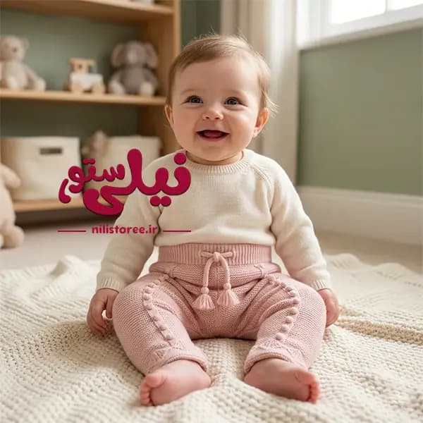ست بلوزآستین بلند و شلوار بافتنی نوزاد برند لئوکینگ Leoking کد 9541 — تصویر ۲