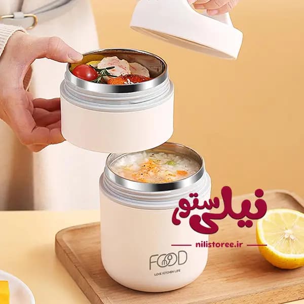 فلاسک غذا نوزاد دوطبقه طرح FOOD کد 0607 — تصویر ۳