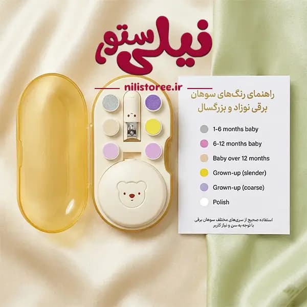 ست سوهان برقی و ناخن گیر نوزاد طرح خرس برند Infant armor grinder کد025 — تصویر ۳