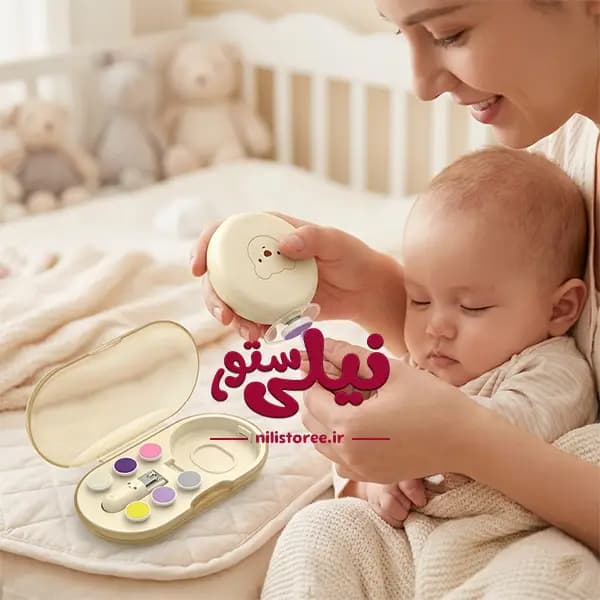 ست سوهان برقی و ناخن گیر نوزاد طرح خرس برند Infant armor grinder کد025