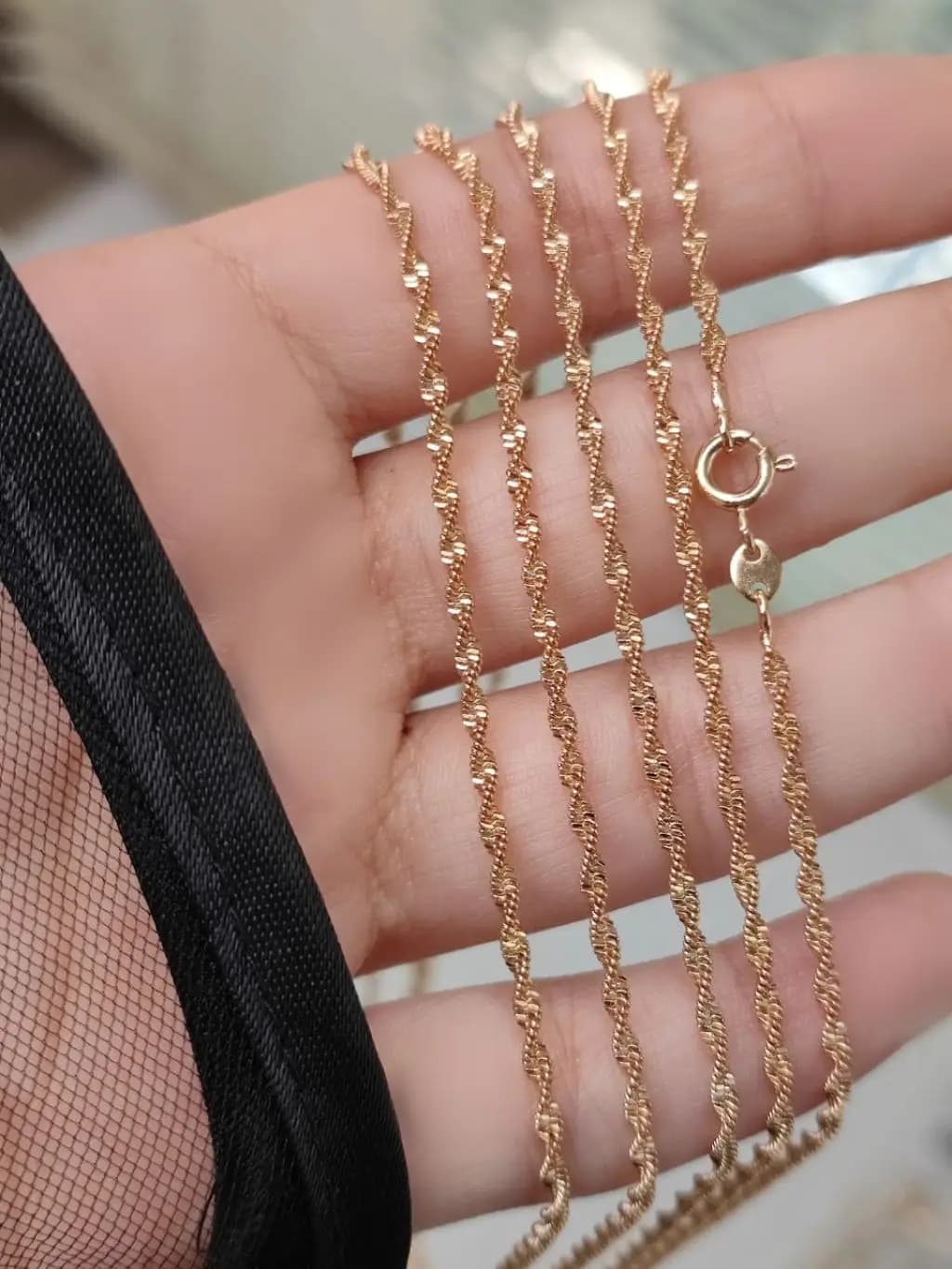 زنجیر دیسکو ژوپینگ آبکاری طلا ۱۸ عیار رنگ ثابت و ضدحساسیت — تصویر ۲