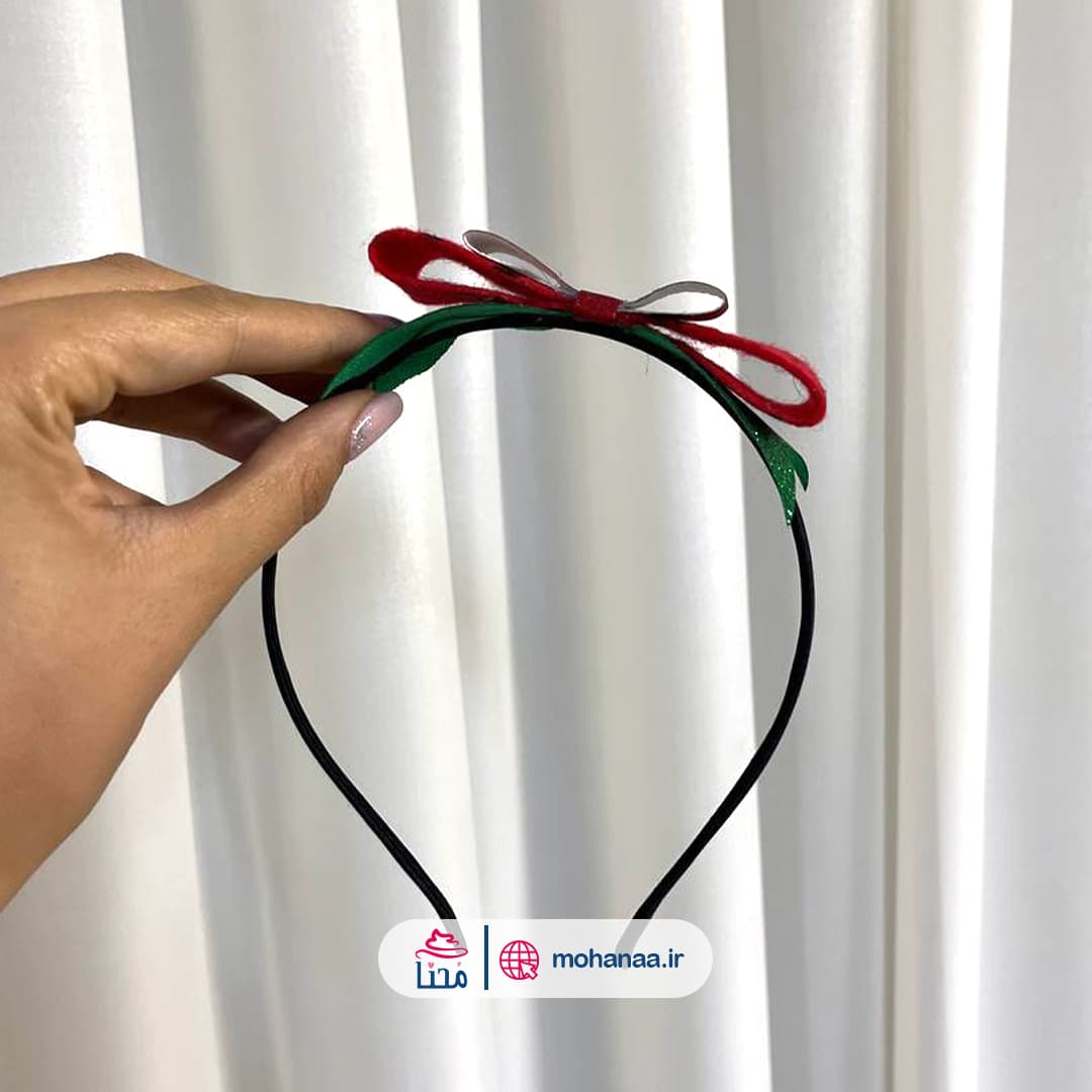 تل دخترانه پاپیون نمدی طرح هندوانه یلدا — تصویر ۳