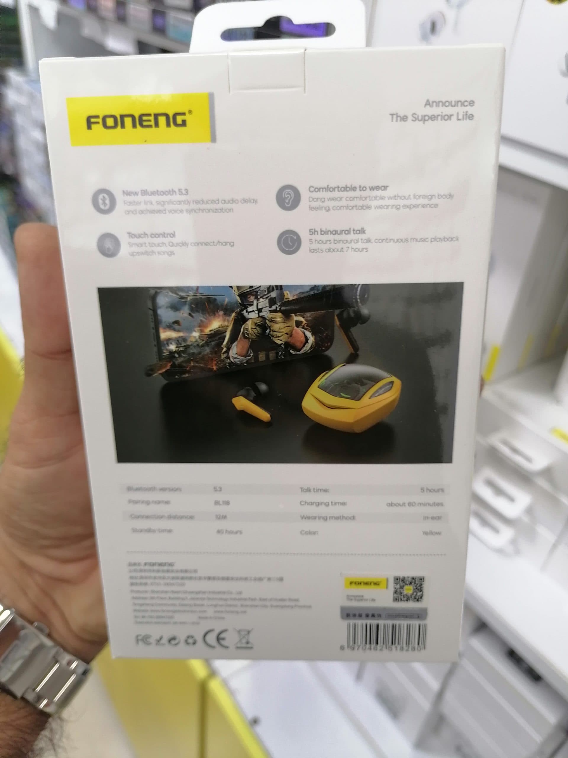 ایرباد گیمینگ بی‌سیم فوننگ مدل Foneng BL118 با تأخیر کم و بلوتوث 5.3 اورجینال (عمده و تک) — تصویر ۲
