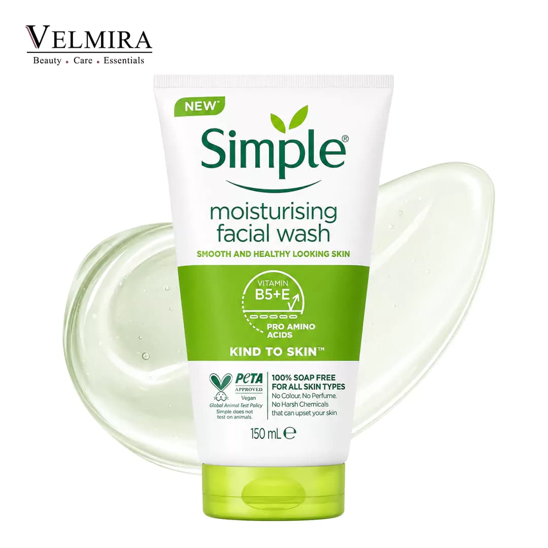 ژل شستوشوی صورت مرطوبکننده سیمپل مدل Moisturising Facial Wash حجم ۱۵۰ میلیلیتر مناسب انواع پوست