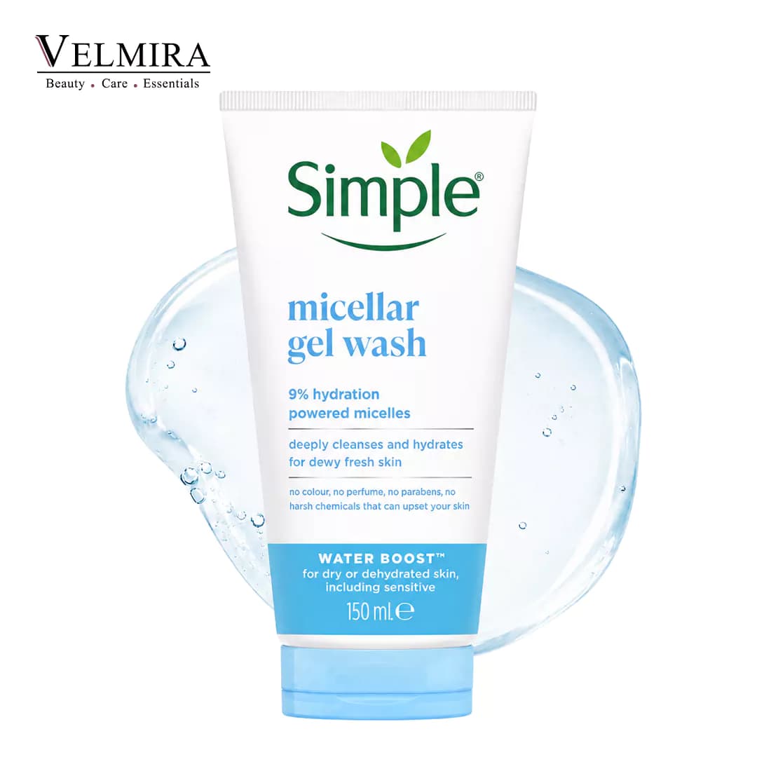 ژل شست و شوی صورت سیمپل مناسب پوست خشک و حساس حجم ۱۵۰ میلیلیتر | Simple Micellar Gel
