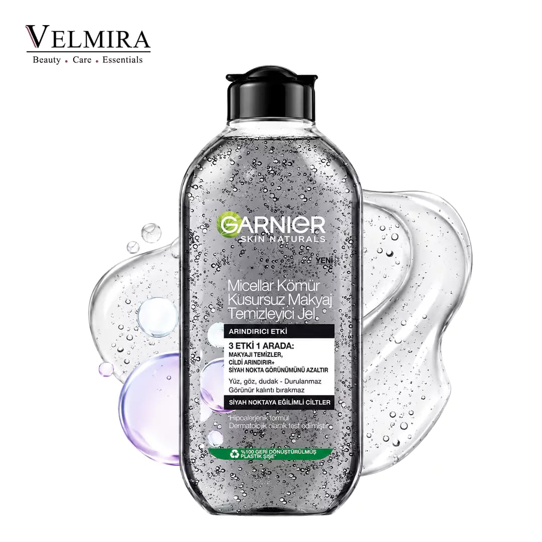 ژل پاک‌کننده آرایش میسلار زغالی گارنیر مدل Charcoal حجم ۴۰۰ میلی لیتر | Garnier Skin Naturals