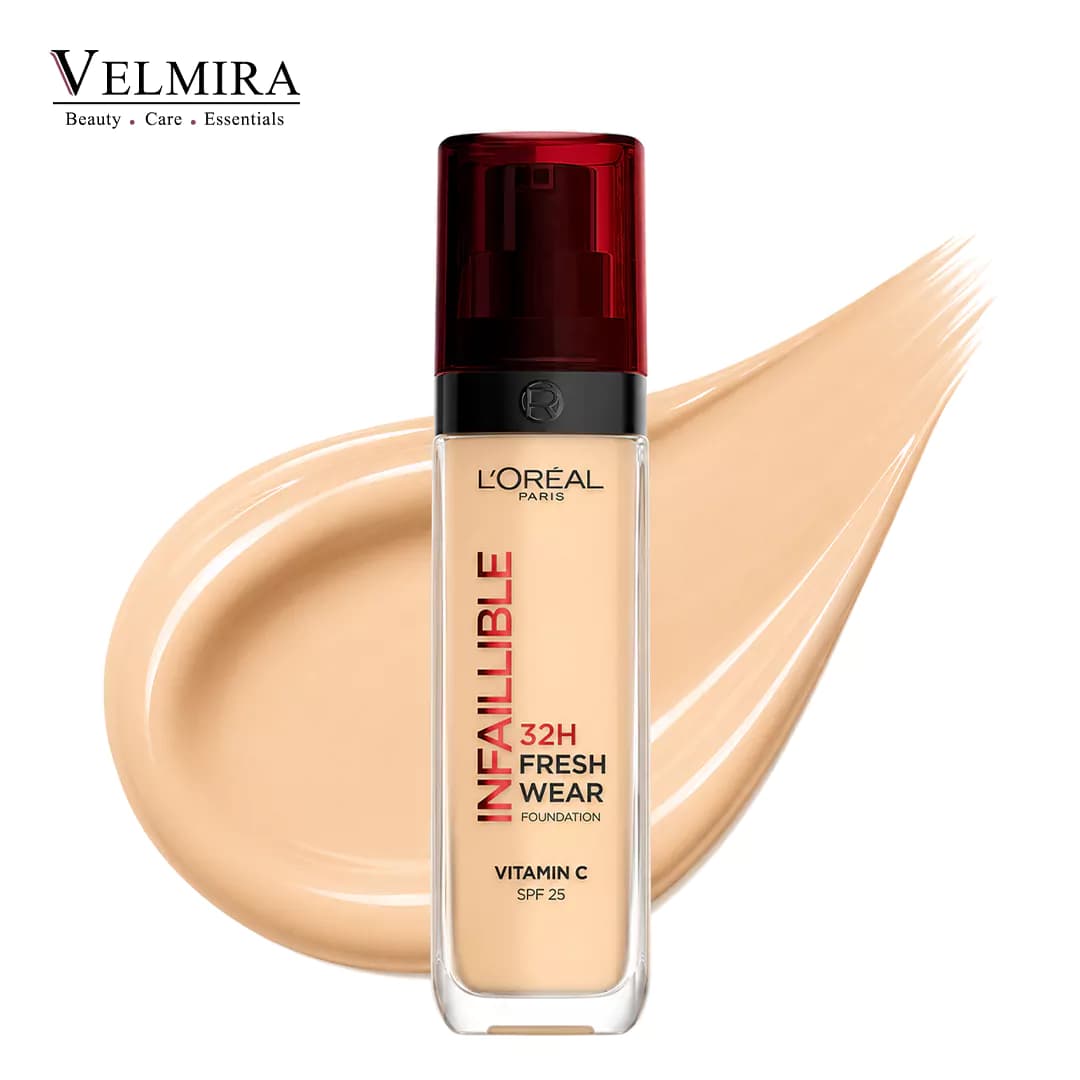 کرم پودر شیشه‌ای اینفائیبل ۳۲ ساعته لورال مدل Fresh Wear Foundation | حجم ۳۰ میلی‌لیتر