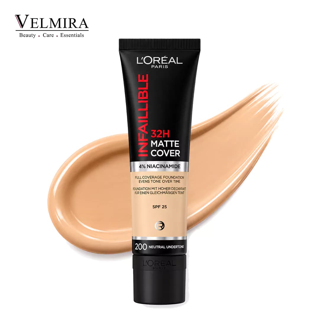 کرم پودر مات ۳۲ ساعته اینفالیبل لورال مدل Matte Cover Foundation حجم 30 میلی لیتر