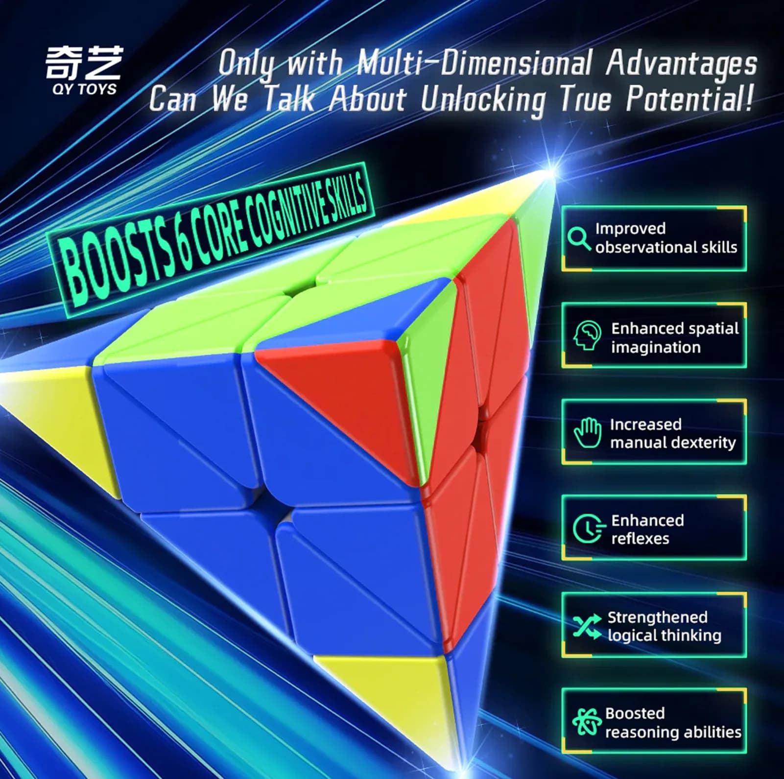 روبیک چی ای مدل هرم وریور مگنت کای وای 3×3 QY Warrior M Pyraminx — تصویر ۸