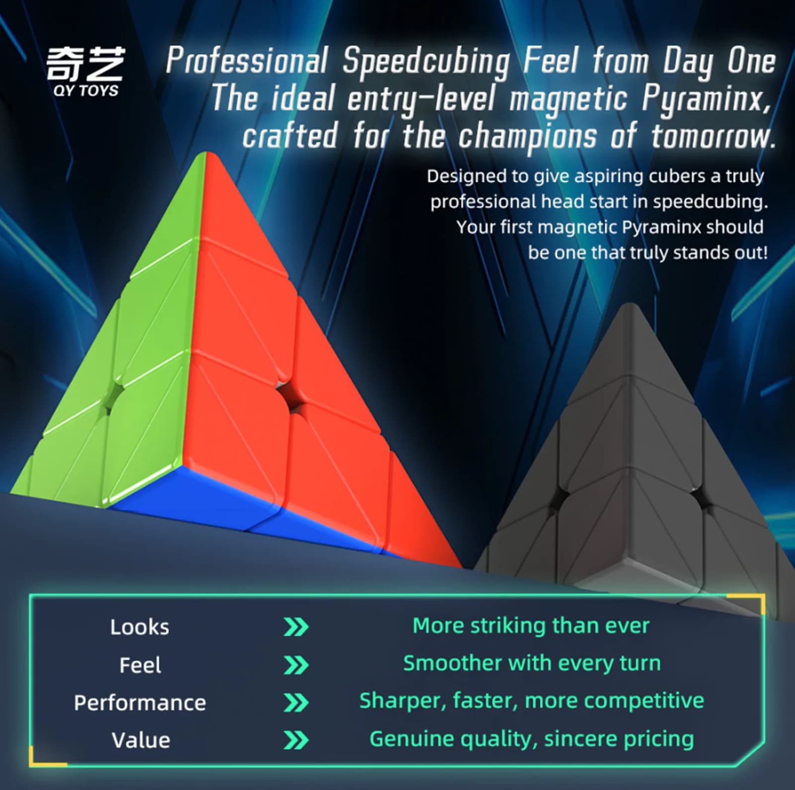 روبیک چی ای مدل هرم وریور مگنت کای وای 3×3 QY Warrior M Pyraminx — تصویر ۷