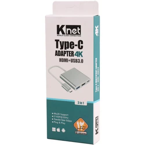 هاب K-net K-COUC30HU Type-C To HDMI/USB3.0/Type-C — تصویر ۲