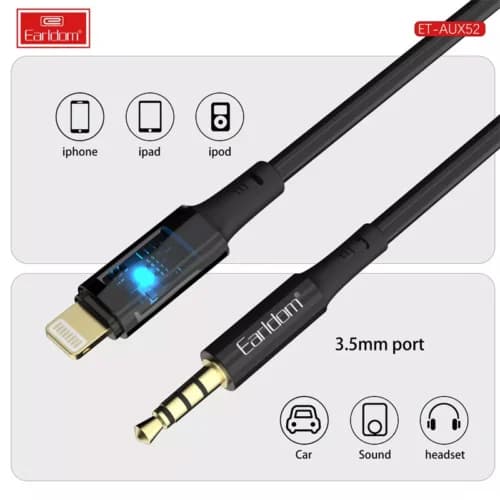 کابل تبدیل Lightning به AUX ارلدام ET-AUX52 طول 1 متر — تصویر ۴