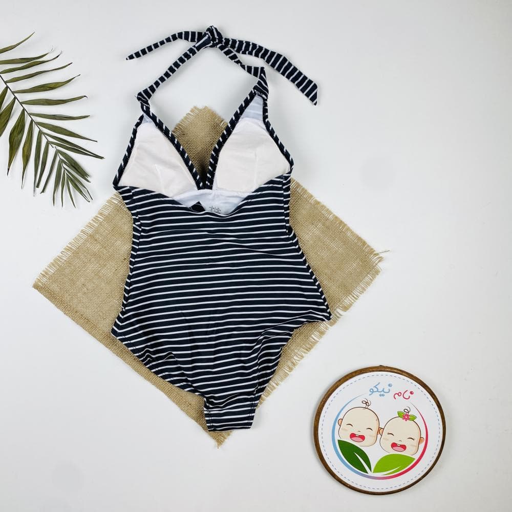مایو اسپرت برند esmara طرح راه راه گره ای اسفنجی مشکی رنگ – 36 — تصویر ۲