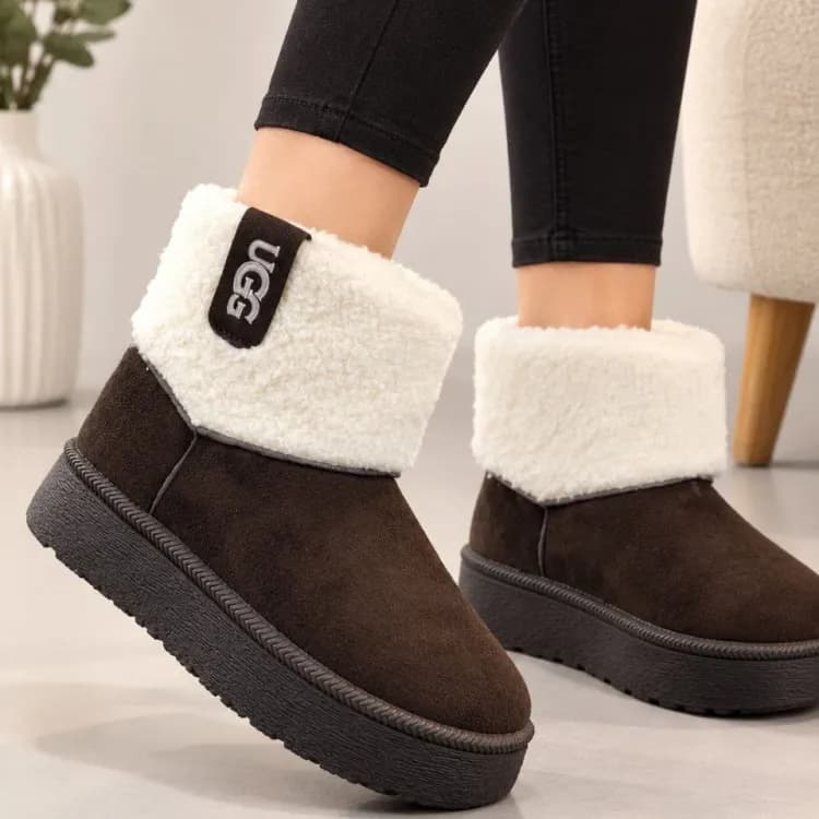 آگ کوتاه زنانه جدید مدل پلنگی و ساده | بوت UGG کوتاه شیک و راحت — تصویر ۳