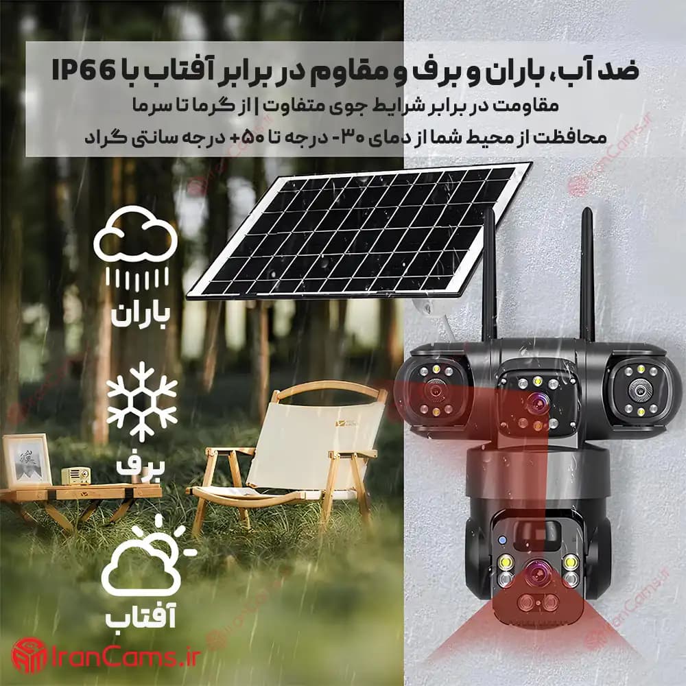 دوربین بی سیم سیمکارتی خورشیدی 8 مگاپیکسل 2 لنز V380 مدل P15 — تصویر ۶