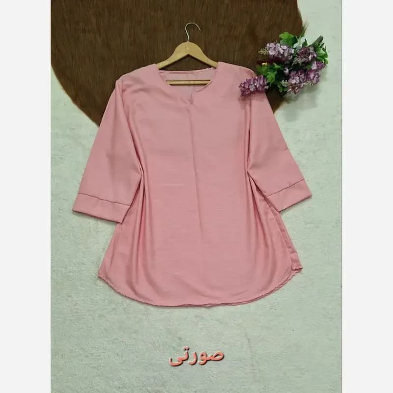 شومیز نخی ساده و دیپلمات یقه کوبایی زنانه فری سایز — تصویر ۷