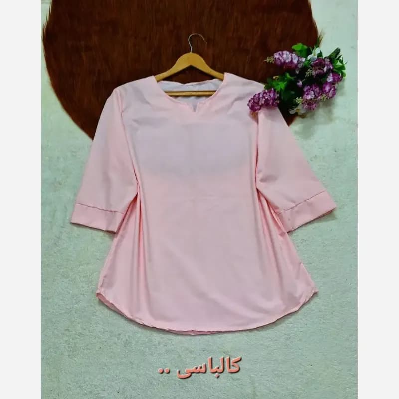 شومیز نخی ساده و دیپلمات یقه کوبایی زنانه فری سایز — تصویر ۸