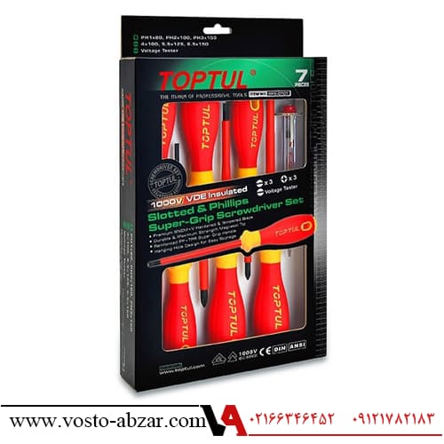 ست پیچ گوشتی 7 عددی ضد برق تاپ تول مدل GFE-0701