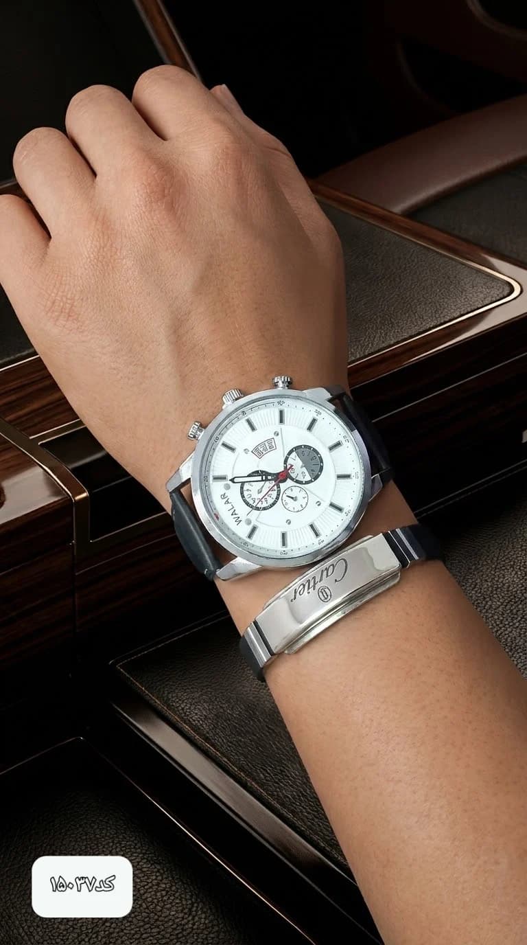 ست مردانه ساعت WALAR و دستبند CARTIER چرم