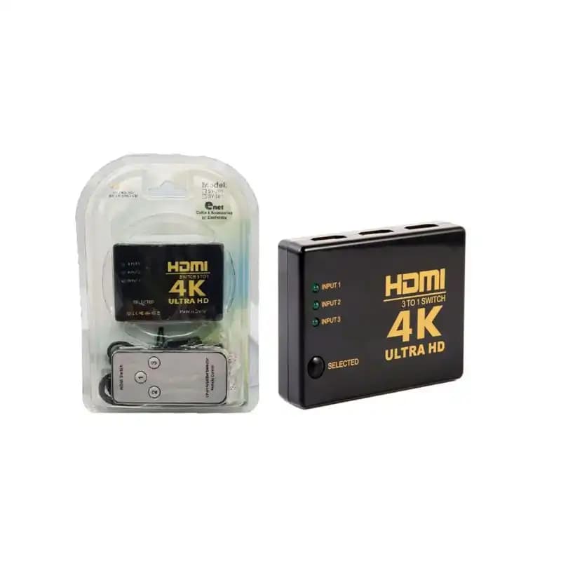 سوییچ HDMI سه پورت ای نت (Enet) مدل SY-301 — 3×1 با ریموت و پشتیبانی 4K Ultra HD