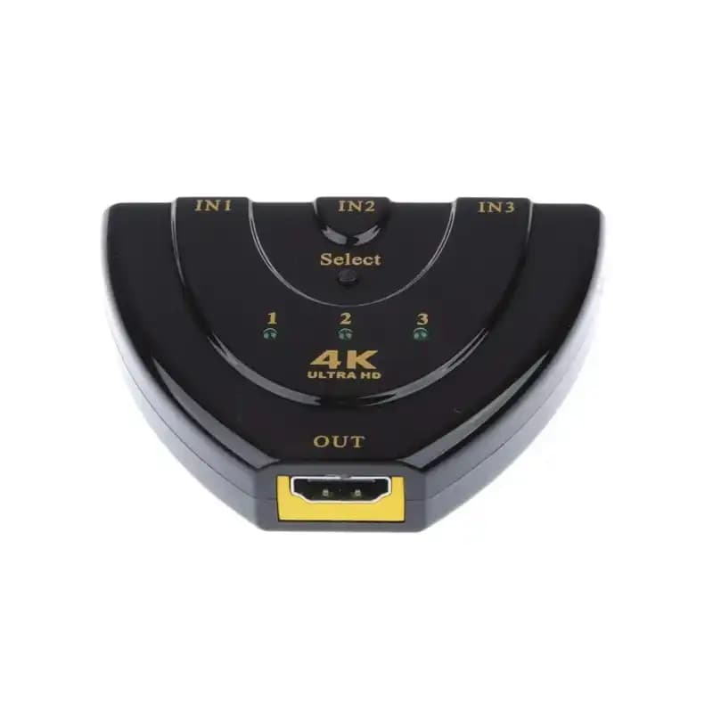 سوییچ HDMI دستی ۳ ورودی ای نت (Enet) مدل UH-301 — پشتیبانی 4K Ultra HD با ریموت