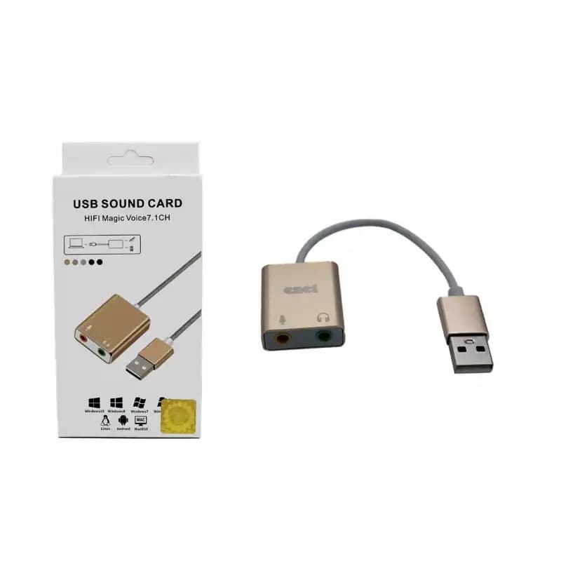 کارت صدا USB ای نت (Enet) مدل HIFI Magic Voice 7.1CH — بدنه آلومینیومی طلایی