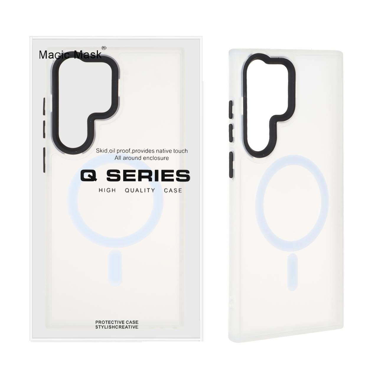 قاب اورجینال Magic Mask مات Magsafe بلک لنز Samsung Galaxy S23 Ultra – سفید (پک دار)