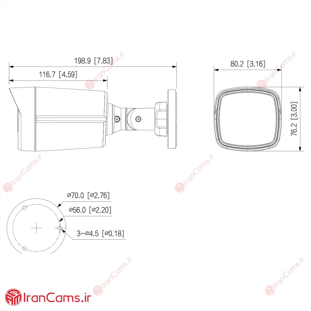 دوربین مداربسته IP بولت 2 مگاپیکسلی داهوا DH-IPC-HFW1230TL2P — تصویر ۳