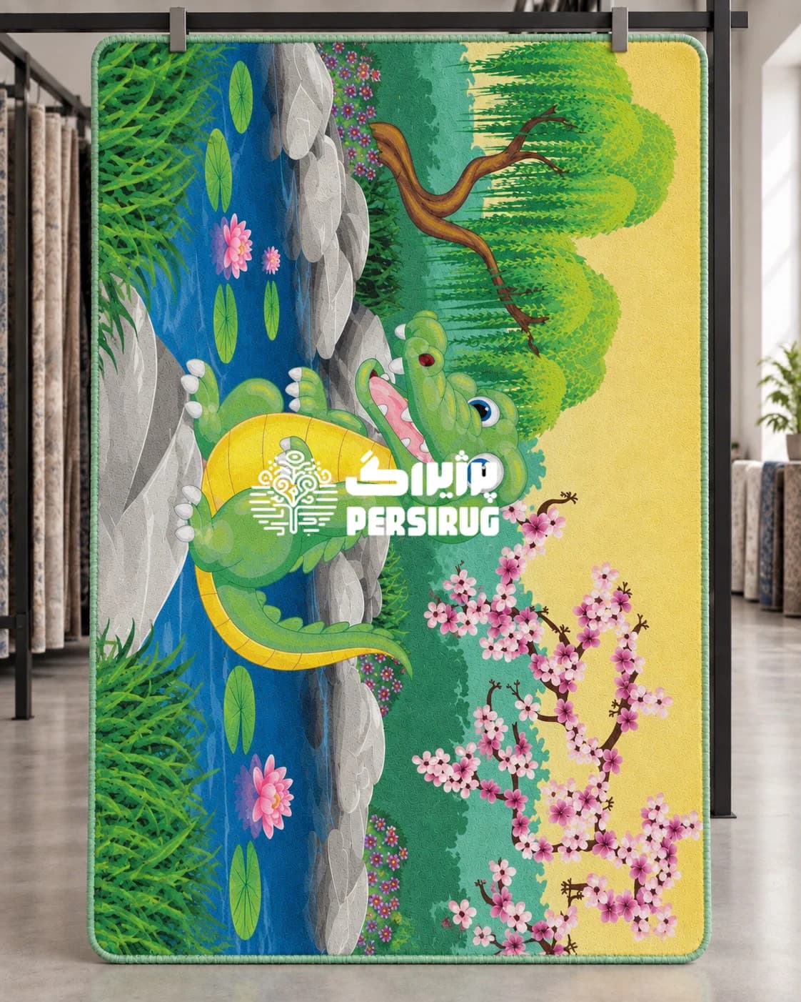 فرشینه زیره چرم تمساح و دریاچه نیلوفر