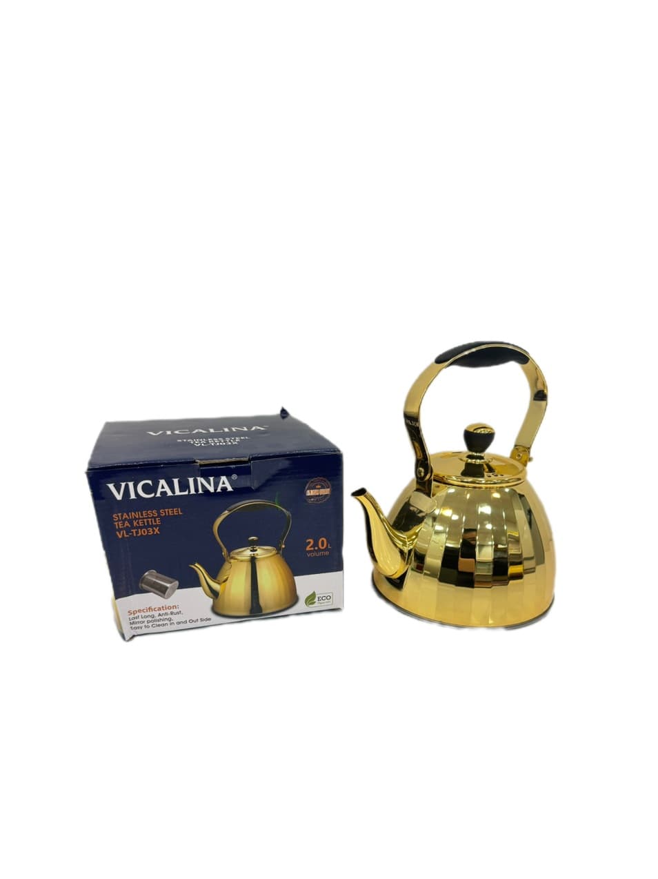 کتری استیل طلایی 2 لیتر ویکالینا مدلVL-TJ03X