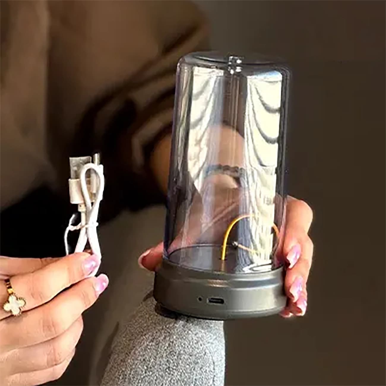 چراغ خواب شارژی رومیزی دکوراتیو LED نخی مغناطیسی با کنترل لمسی — تصویر ۸