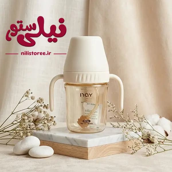 شیشه شیر و لیوان آبمیوه خوری نوزاد 180 میل برند نای nay