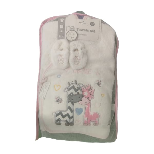 سرویس حوله 5 تکه برند مادرکر mothercare طرح زرافه راه راه