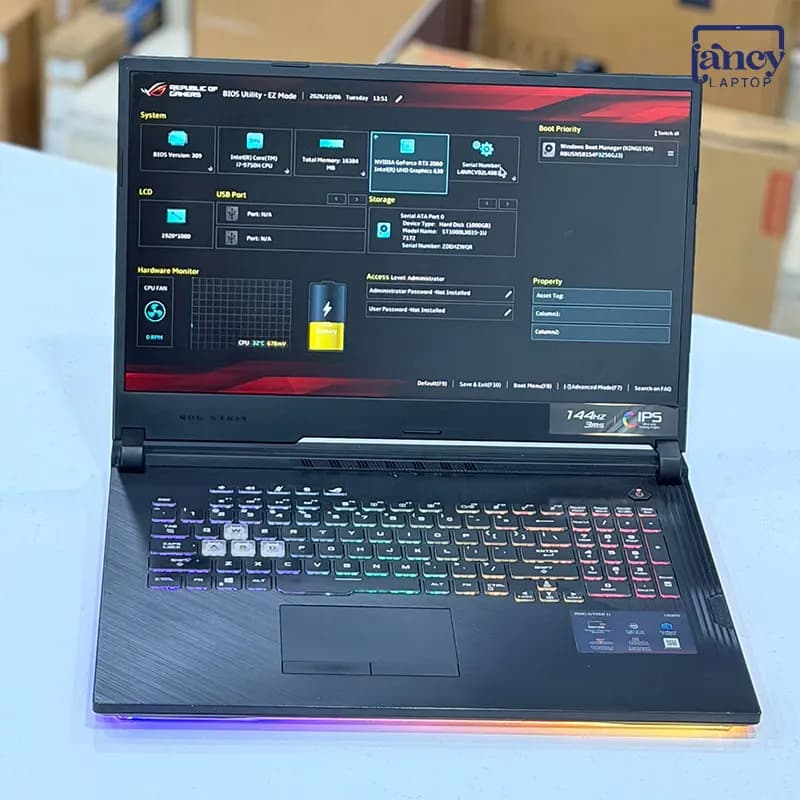 لپ تاپ استوک 17.3 اینچی ایسوس ROG Strix G731G Core i7-9750H 16GB 256GB SSD 1TB HDD RTX 2060 6GB FHD 144Hz — تصویر ۴