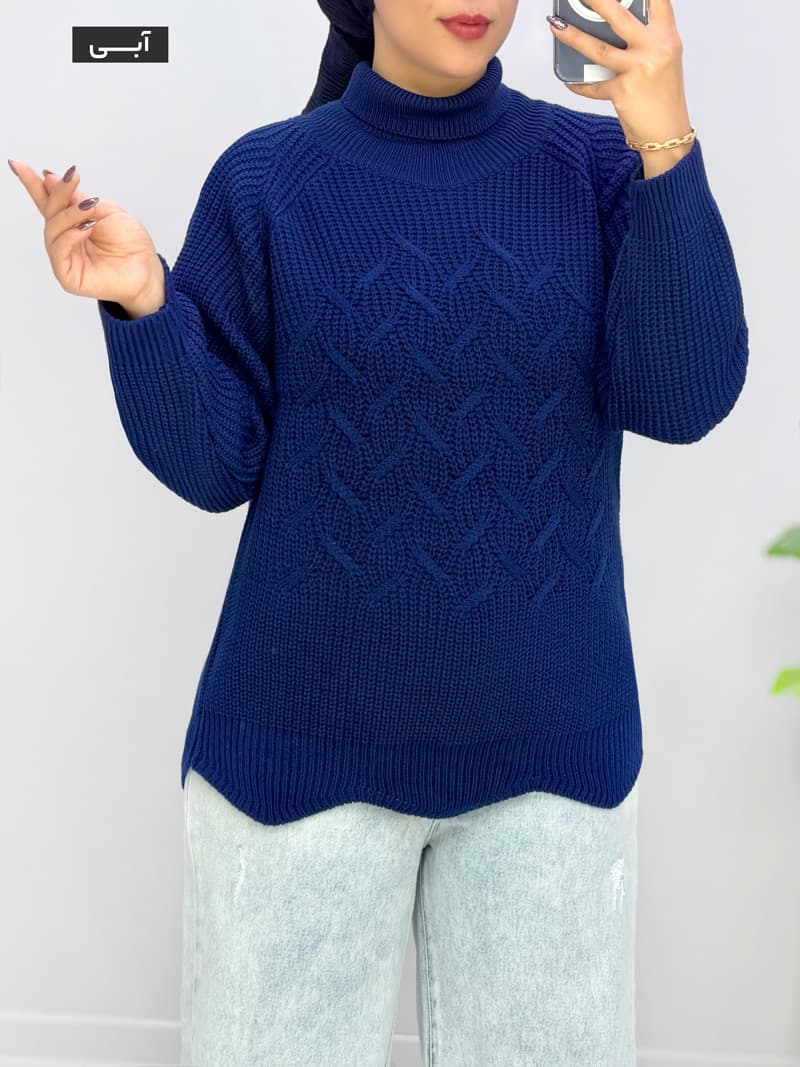 بلوز یقه اسکی بافت الیانا کد 329987 — تصویر ۲