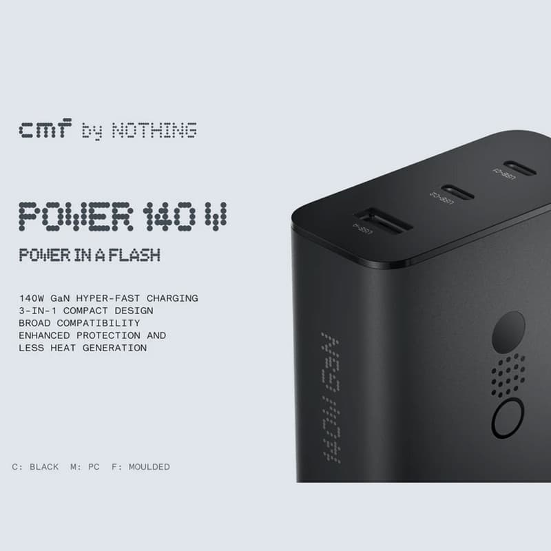 شارژر دیواری 140 وات سه پورت ناتینگ مدل CMF Power 140W GaN به همراه کابل USB-C طول 1.5 متر — تصویر ۱۲