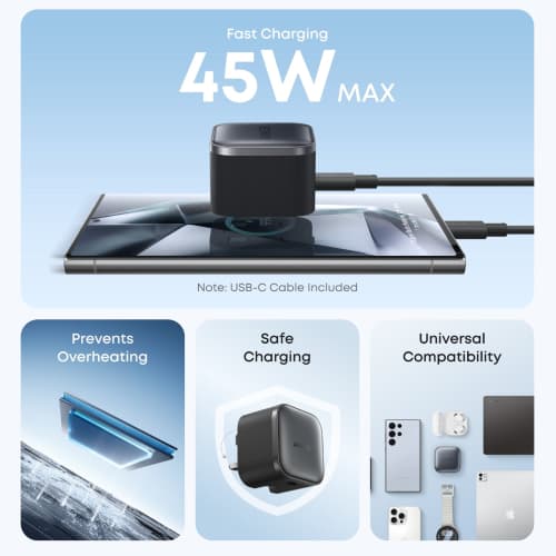 شارژر دیواری انکر ۴۵ وات Anker Nano 45W A2692 مناسب آیفون سری 17 — تصویر ۳