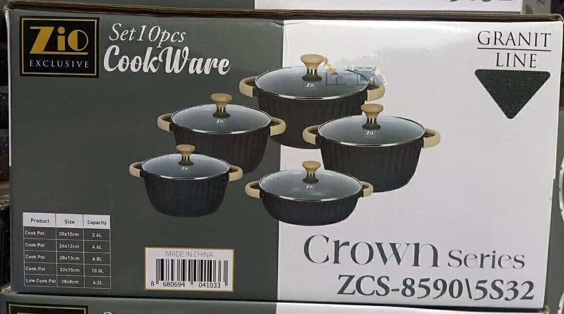 سرویس قابلمه 10 پارچه برند زیو طرح پرمیوم مدل ZCS-8590 ‏ — تصویر ۶