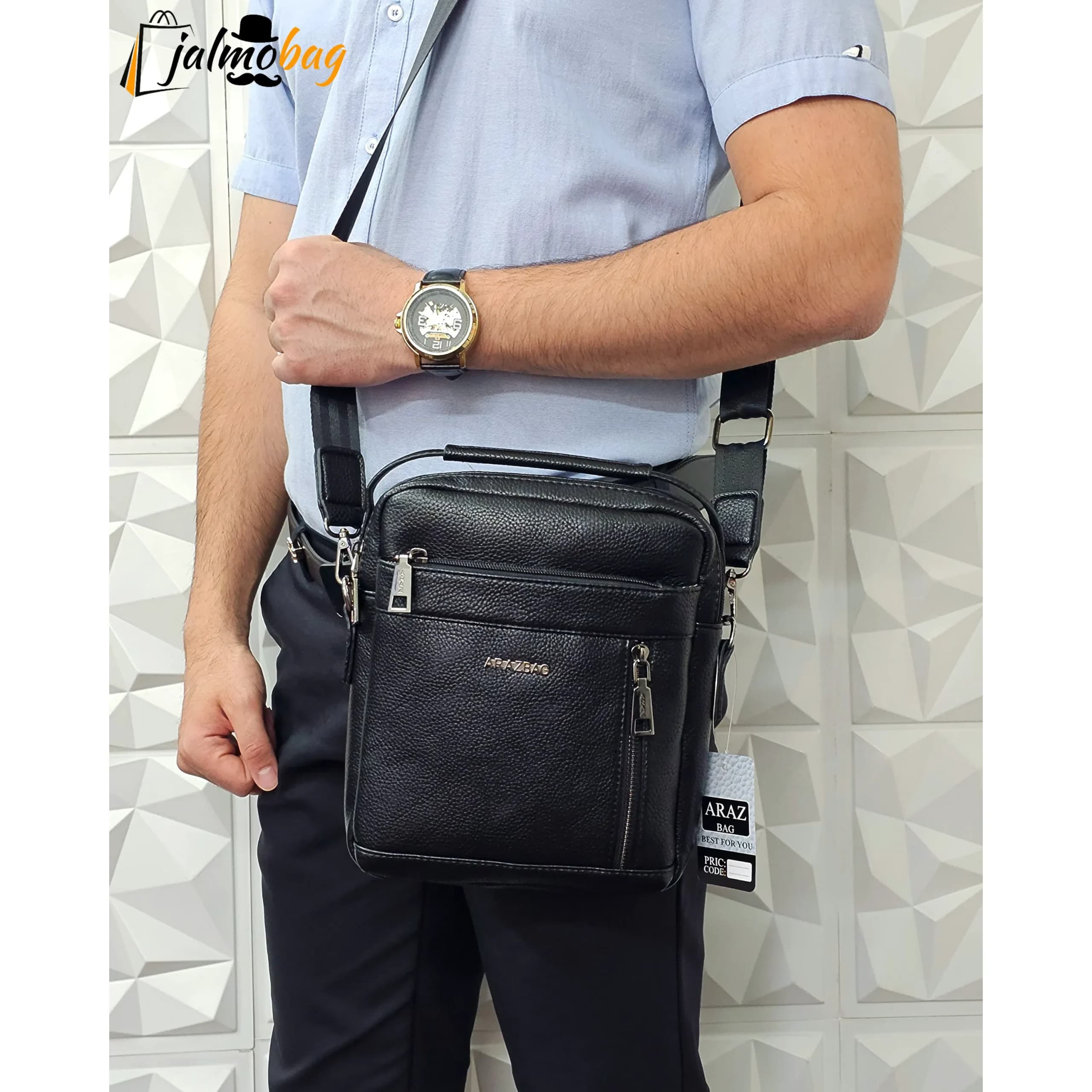 کیف دستی و دوشی مردانه چرم خارجی روزمره ضد خش — تصویر ۲