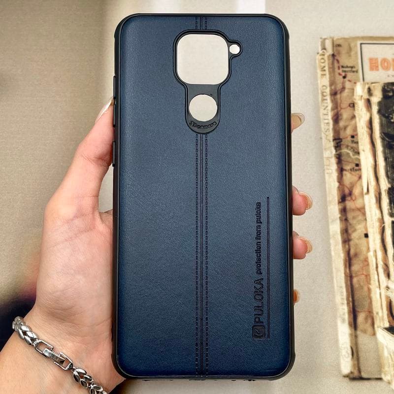 قاب گوشی Redmi Note 9 / Redmi 10X شیائومی چرمی دور سیلیکونی طرح دوخت Puloka سرمه ای کد 746750