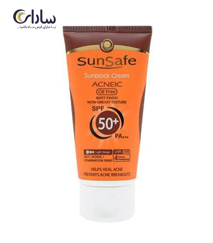 ضد آفتاب رنگی سان سیف SUNSAFE مدل ACNEIC حجم 50 میل | بژ روشن