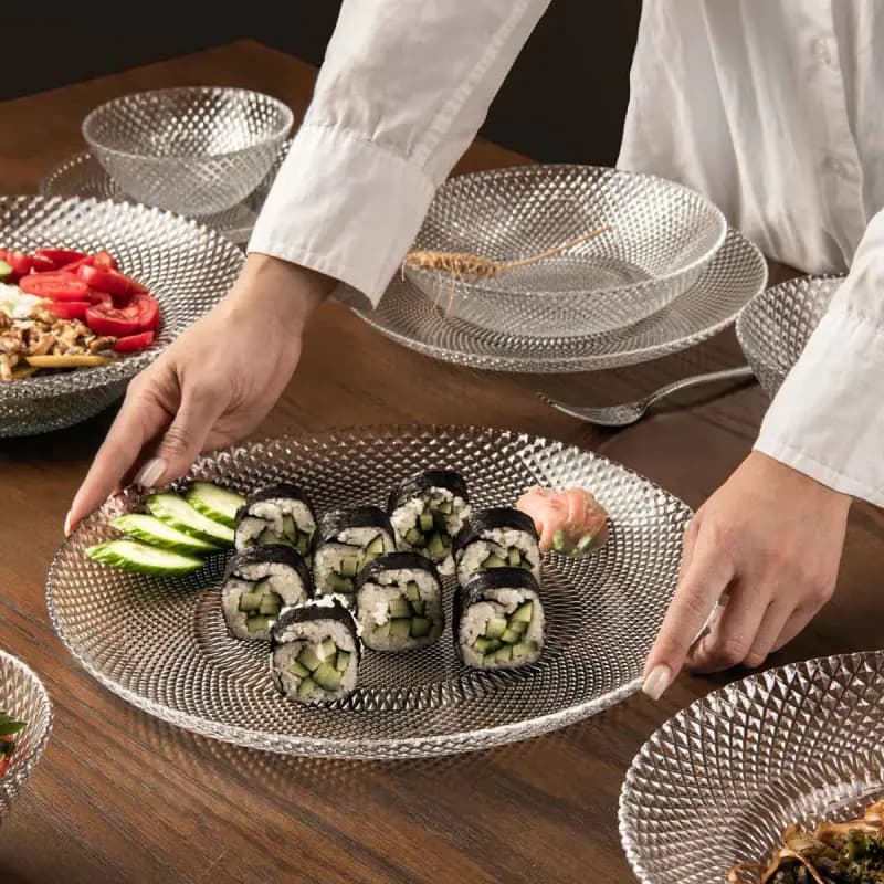دیس گرد کریستالی پیکسل ۳۲۰ – مناسب سرو غذا و پذیرایی