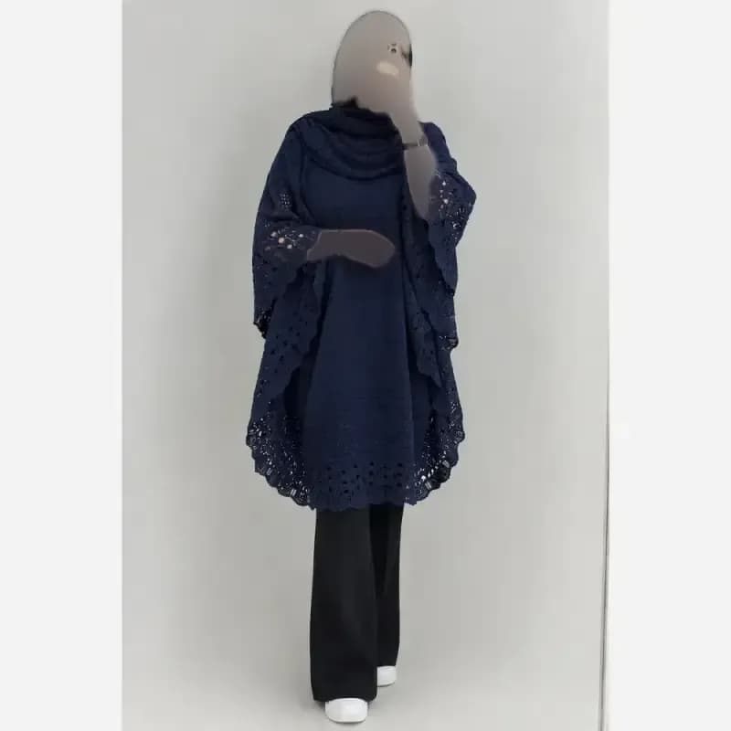 بافت اکریلیک پانچ زنانه فری سایز رنگ مشکی سبز سورمه ای طوسی روشن