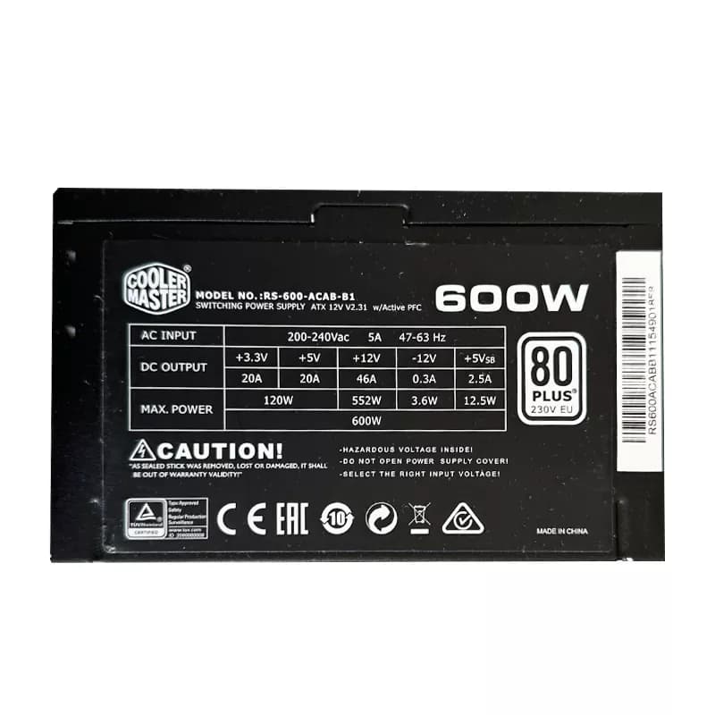 پاور کولرمستر COOLER MASTER 600W RS-600-ACAB-B1 استوک — تصویر ۲